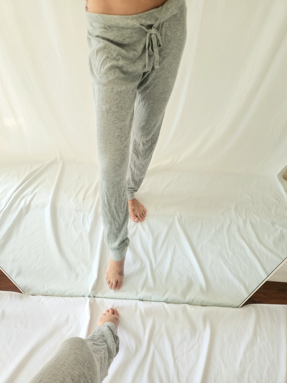 Eterne Limited Edition Sleepwear Lounge Light Gray Drawstring Jogger Pants Grey